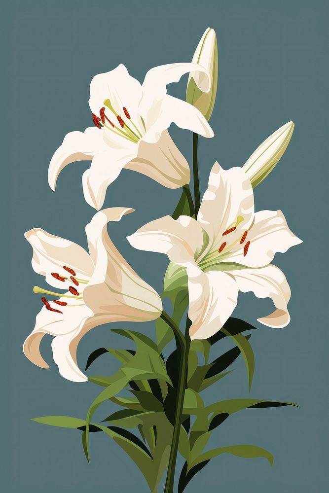 Madonna lily bouquet flower plant inflorescence. AI generated Image by rawpixel.