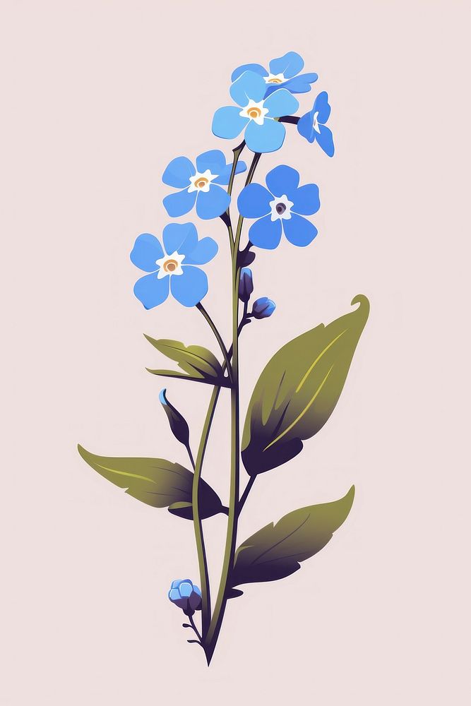 Forget me not blossom flower plant. AI generated Image by rawpixel.
