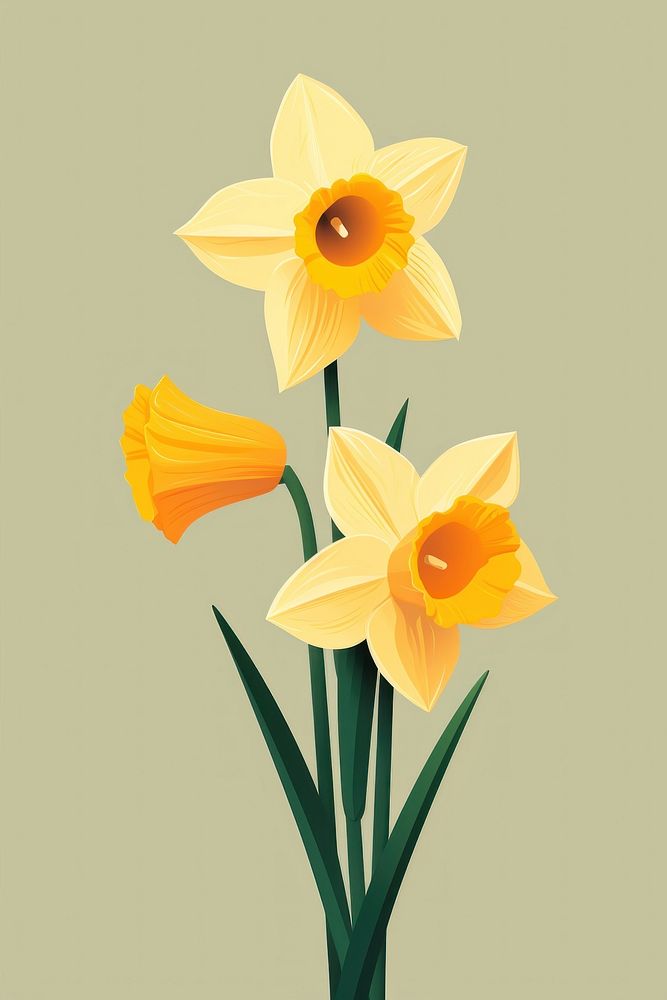 Daffodils flower yellow plant. AI generated Image by rawpixel.