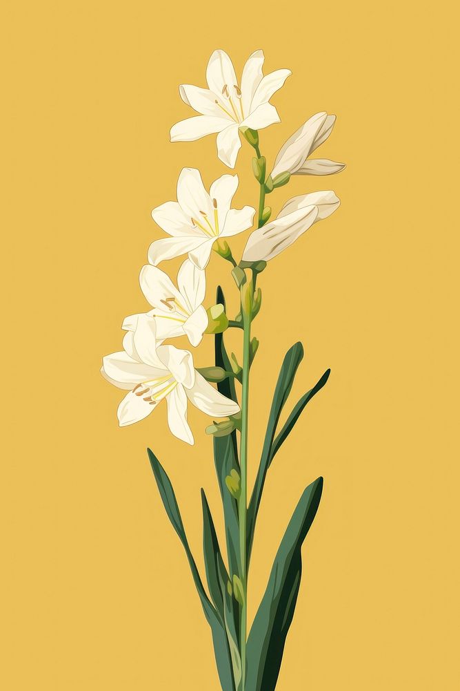 Tuberose blossom flower yellow. AI generated Image by rawpixel.