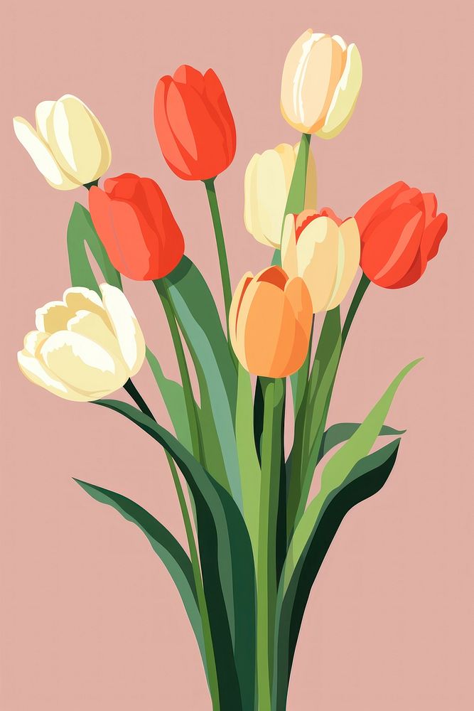 Tulip bouquet flower plant inflorescence. AI generated Image by rawpixel.