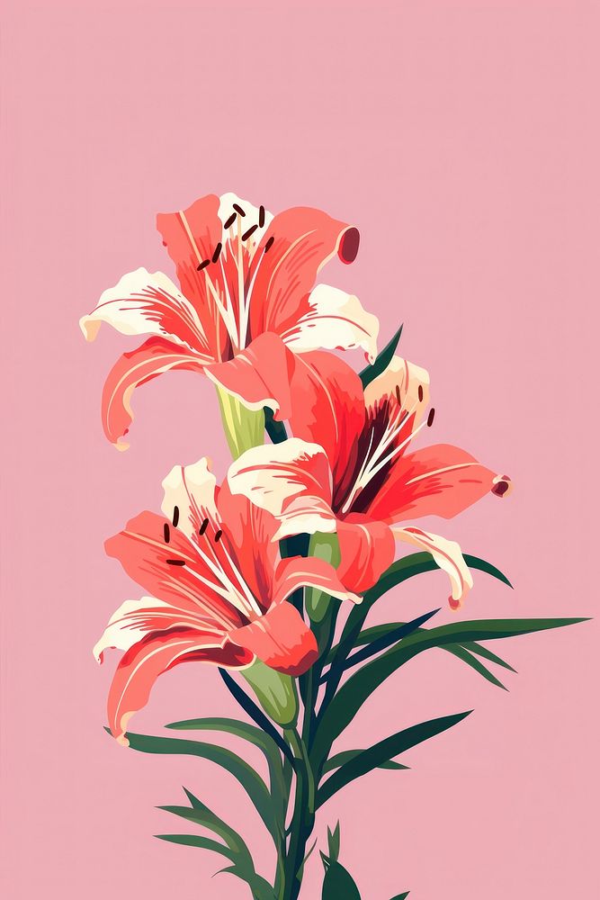 Tiger lilys flower plant inflorescence. AI generated Image by rawpixel.