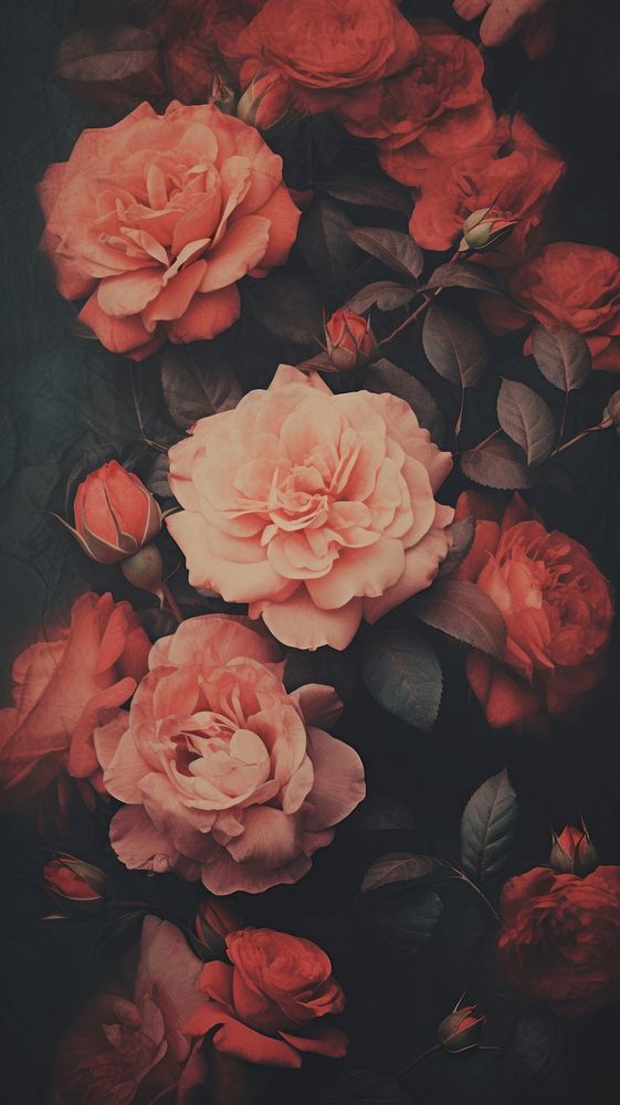 Rose wallpaper backgrounds painting flower. AI generated Image by rawpixel.