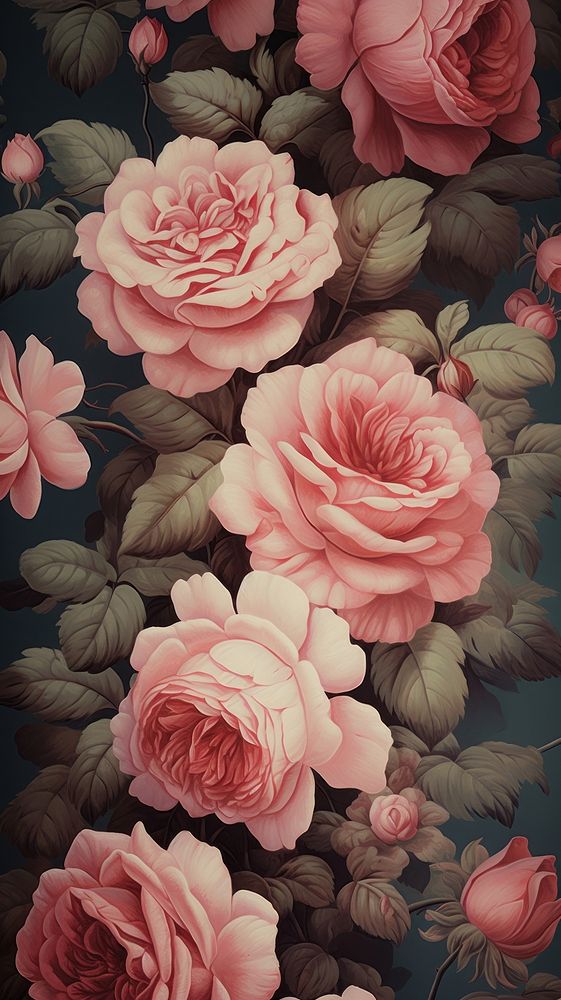 Rose wallpaper backgrounds pattern flower. AI generated Image by rawpixel.