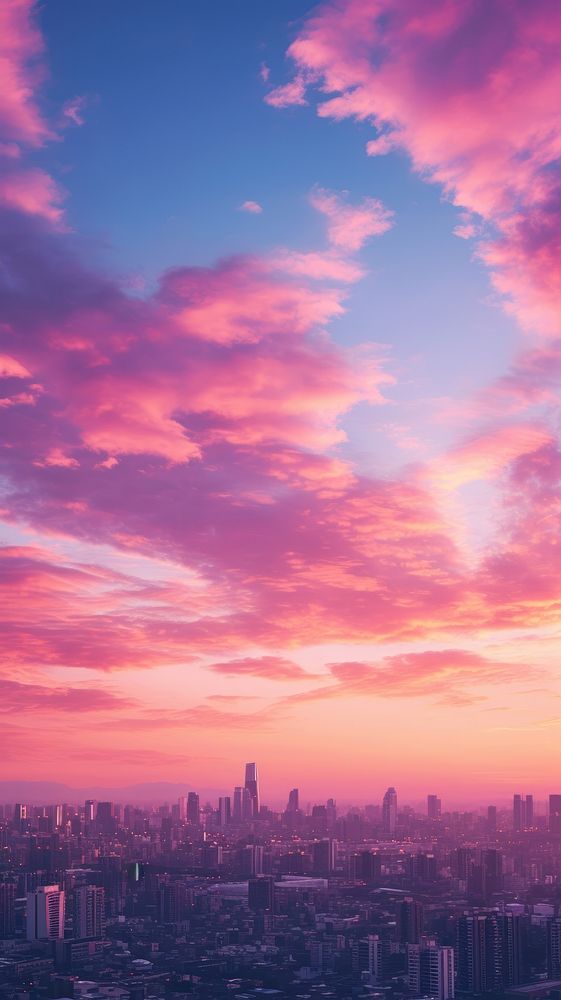 Vanilla sky wallpaper architecture backgrounds cityscape. AI generated Image by rawpixel.