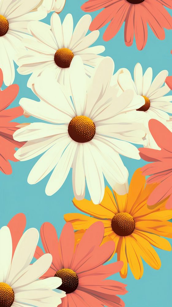 Daisy wallpaper pattern flower petal. AI generated Image by rawpixel.