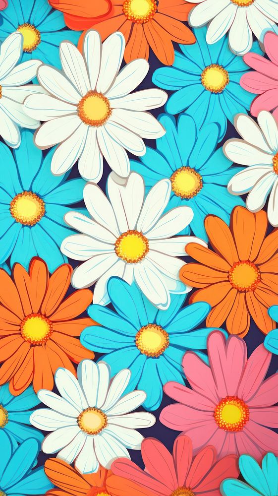 Daisy wallpaper pattern flower petal. AI generated Image by rawpixel.