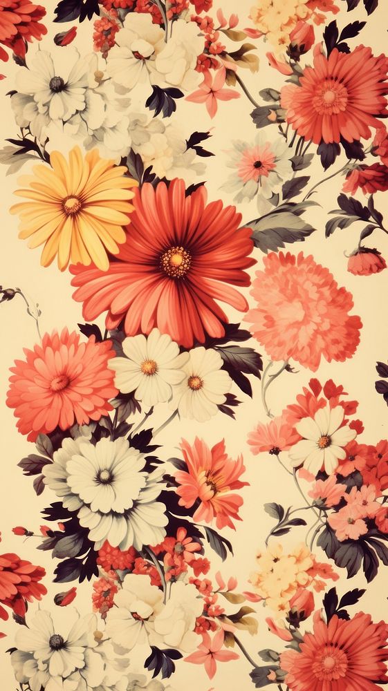Flower wallpaper graphics pattern. AI generated Image by rawpixel.