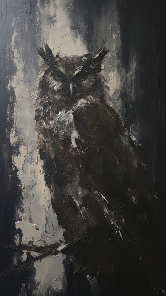 Owl painting animal bird. AI generated Image by rawpixel.