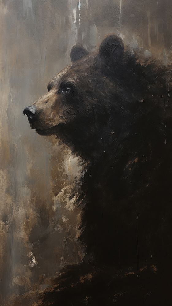 Bear wildlife painting mammal. AI generated Image by rawpixel.