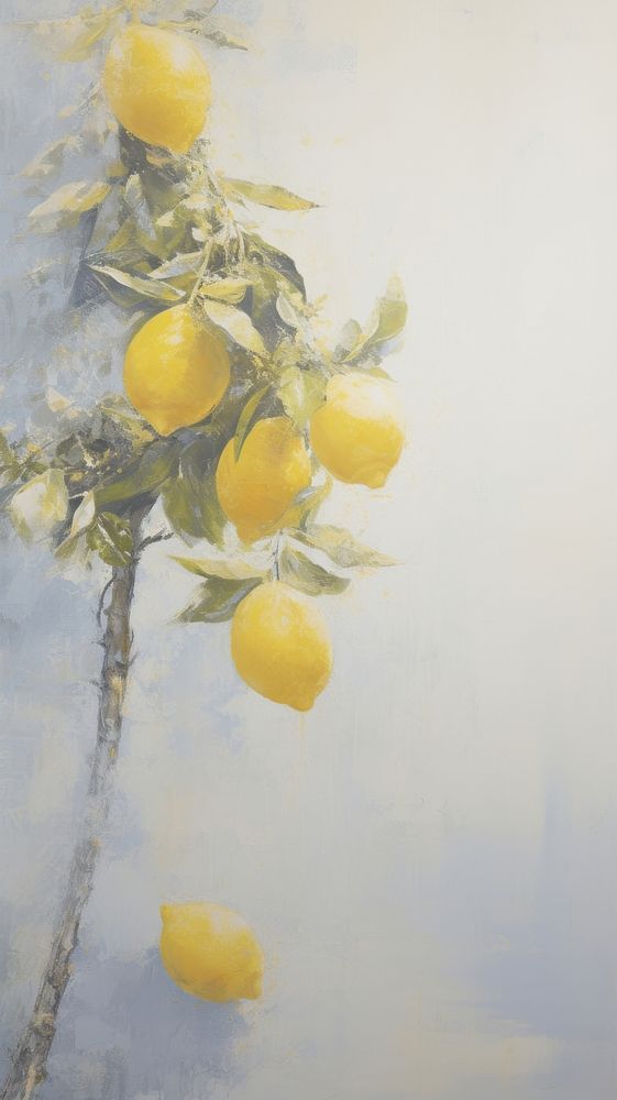 Lemon painting fruit plant. AI generated Image by rawpixel.