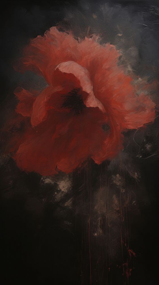 Poppy painting flower art. AI generated Image by rawpixel.