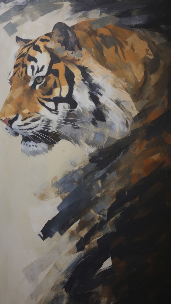 Tiger wildlife painting animal. AI generated Image by rawpixel.