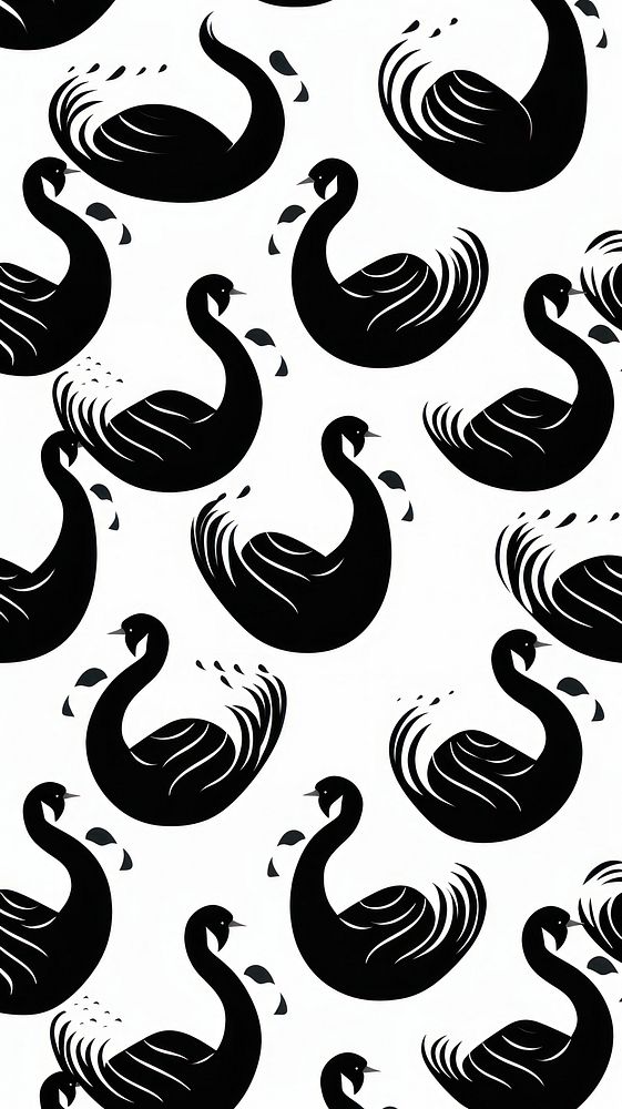 Brush paint swan black harmony pattern backgrounds repetition creativity. AI generated Image by rawpixel.