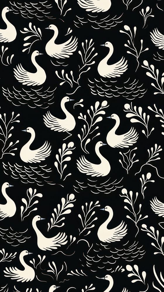 Brush paint swan black pattern backgrounds bird art. AI generated Image by rawpixel.