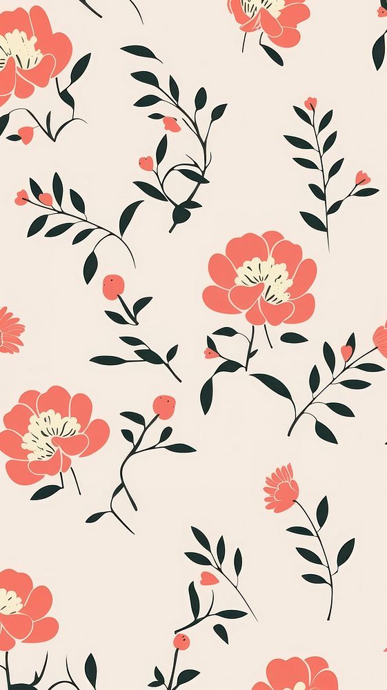 Peony branchers pattern backgrounds fragility wallpaper. AI generated Image by rawpixel.