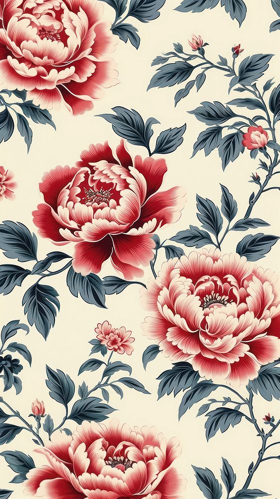 Peony pattern backgrounds flower plant. AI generated Image by rawpixel.