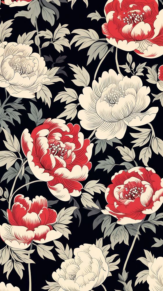 Peony pattern backgrounds flower plant. AI generated Image by rawpixel.