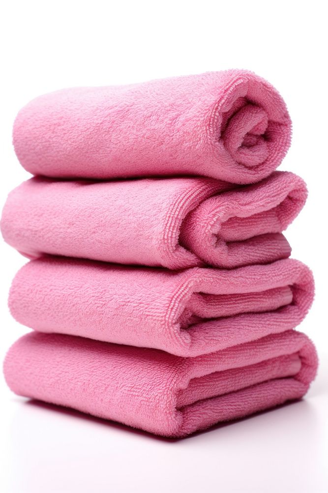 Rolled up towels pink white background material. AI generated Image by rawpixel.
