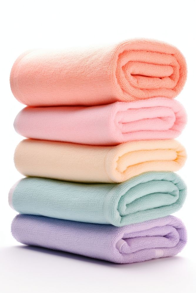 Rolled up towels white background variation clothing. AI generated Image by rawpixel.