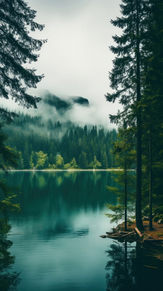 The lake tree wilderness landscape. AI generated Image by rawpixel.