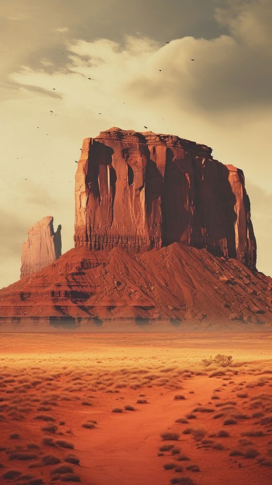 A rocky hill at monument valley tranquility reflection landscape. AI generated Image by rawpixel.