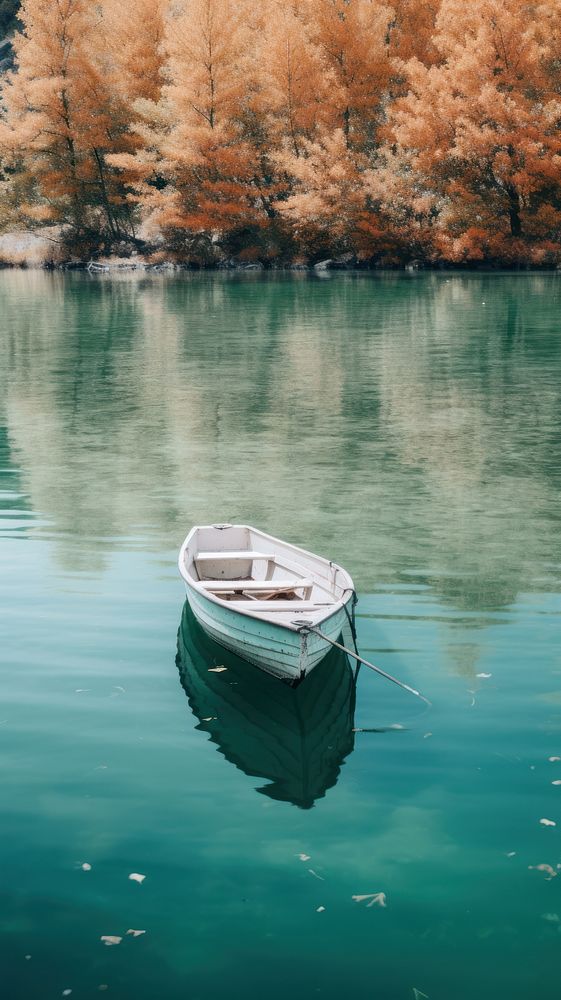 White boat in the lake outdoors vehicle nature. AI generated Image by rawpixel.