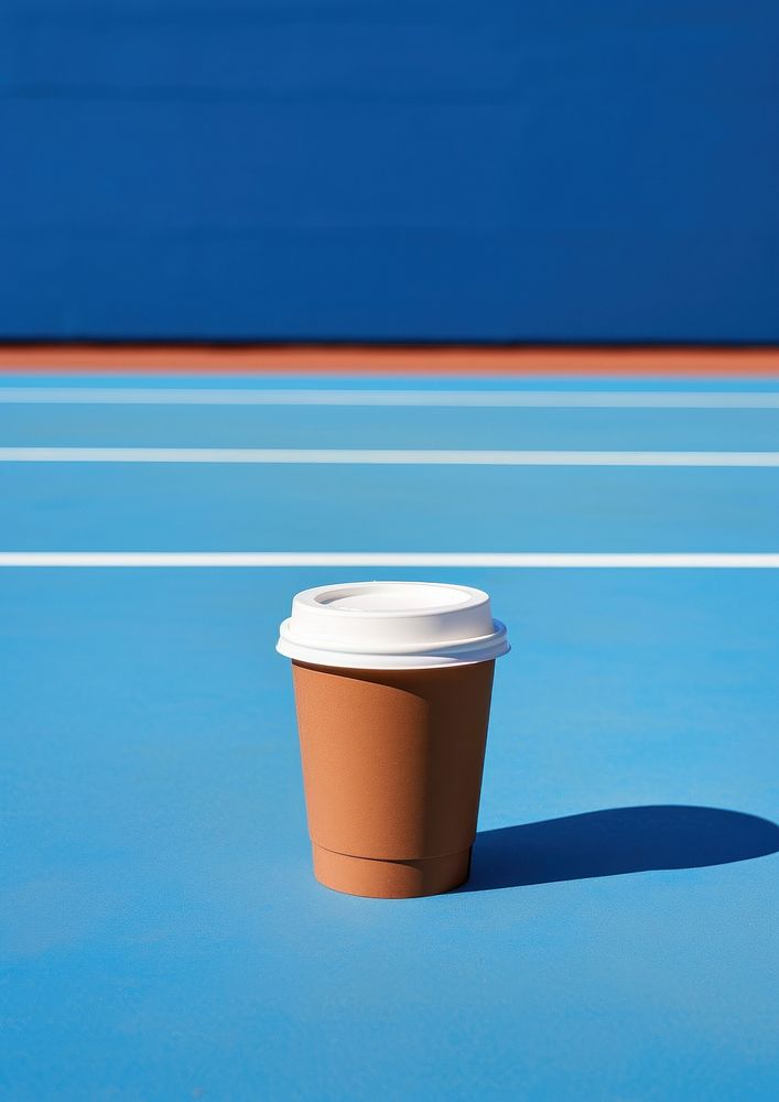 Brown coffee cup tennis blue mug. AI generated Image by rawpixel.