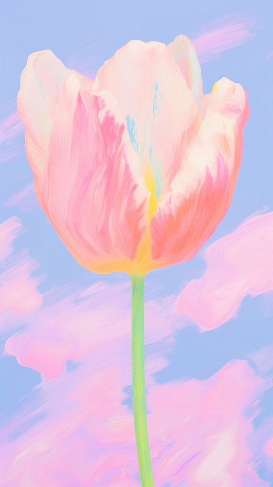 Tulip flower painting blossom petal. AI generated Image by rawpixel.