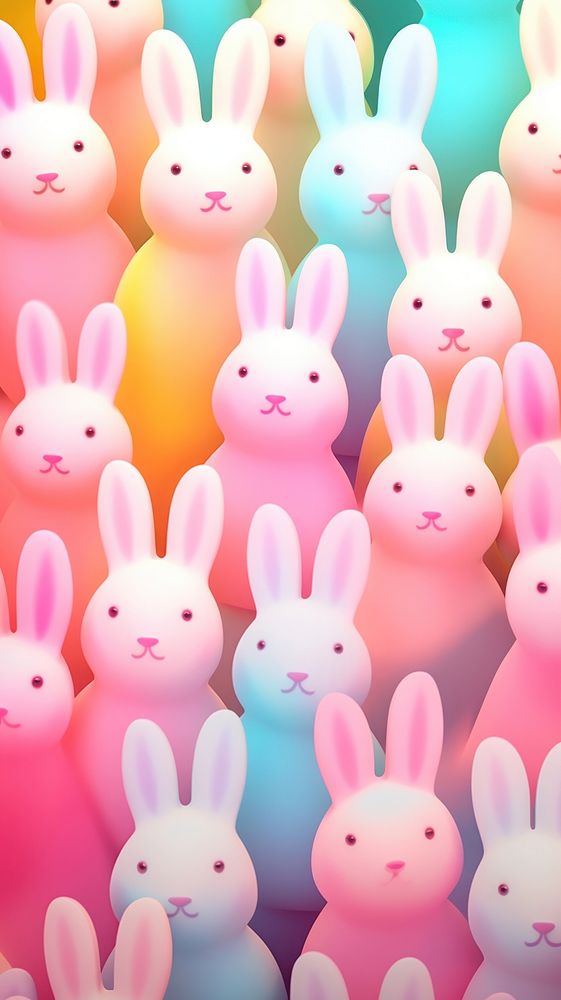 Neon mini bunnies backgrounds representation vibrant color. AI generated Image by rawpixel.