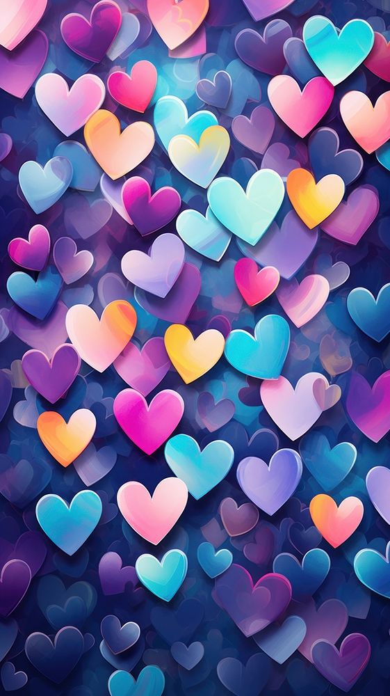 Neon mini hearts backgrounds abstract vibrant color. AI generated Image by rawpixel.
