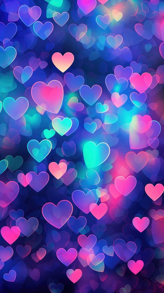 Neon mini hearts backgrounds abstract pattern. AI generated Image by rawpixel.