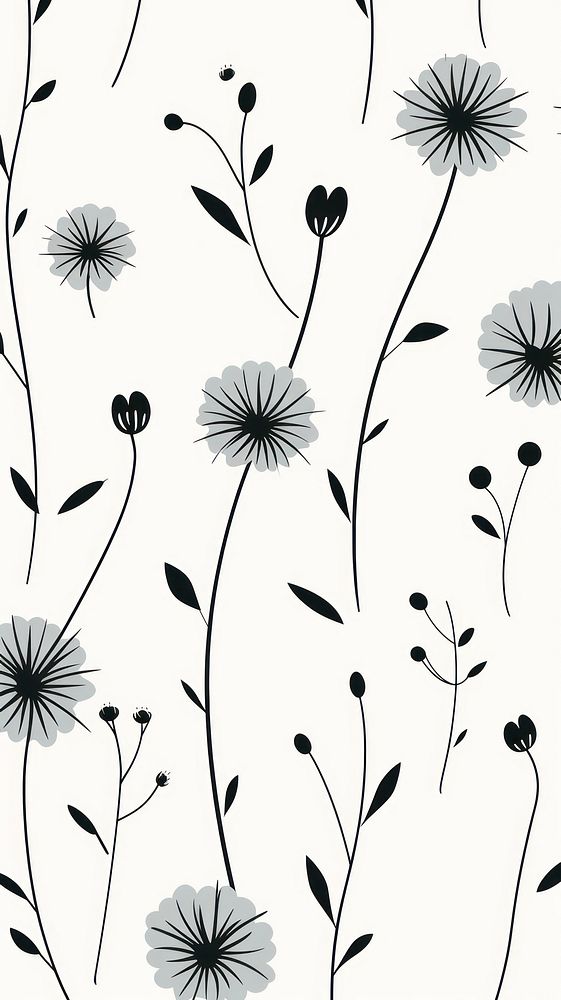 Flowers cute wallpaper pattern plant white. AI generated Image by rawpixel.