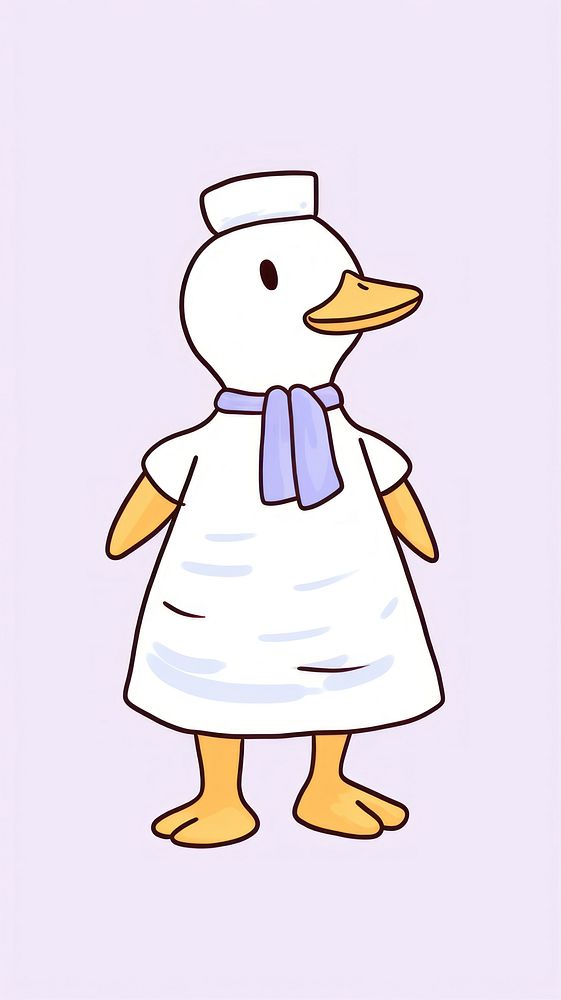 Duck wearing stripe apron cartoon representation outdoors. AI generated Image by rawpixel.
