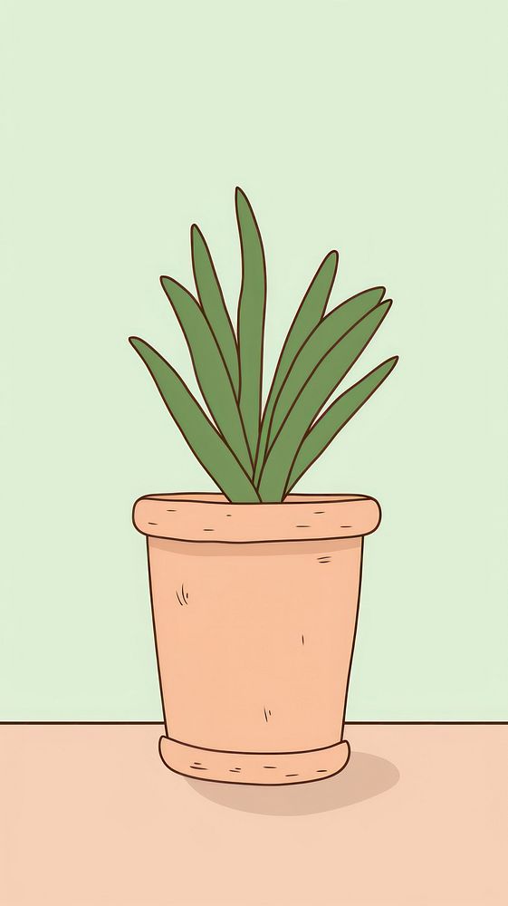 Plants pot cartoon leaf line. AI generated Image by rawpixel.