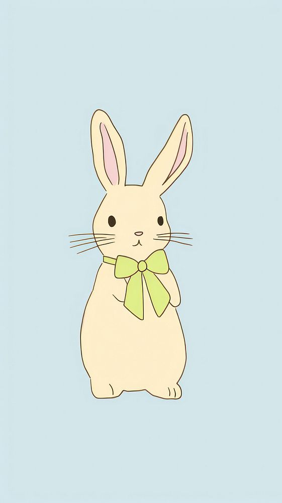 Rabbit wearing bow tie cartoon animal mammal. AI generated Image by rawpixel.