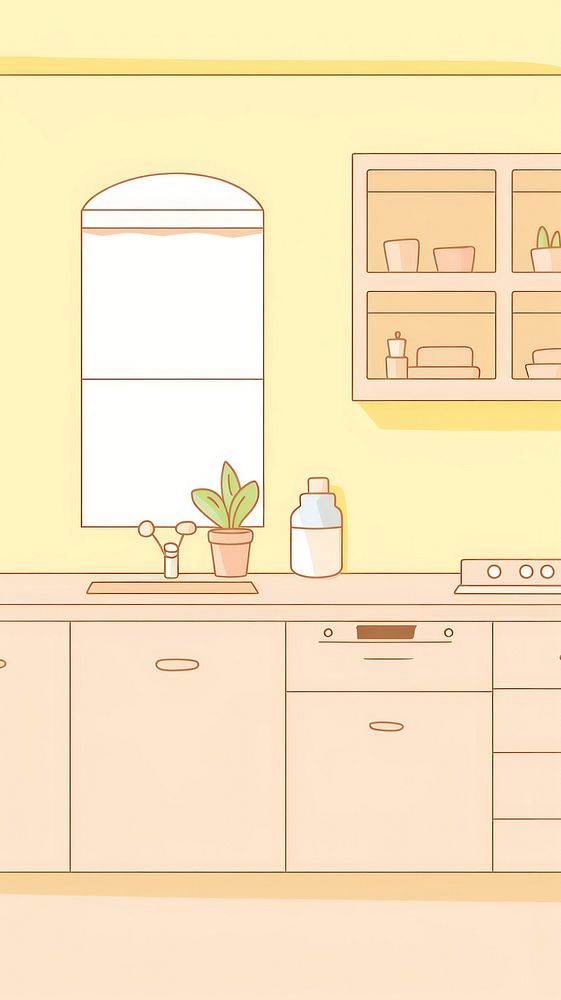 Kitchen furniture cabinet cartoon. AI generated Image by rawpixel.