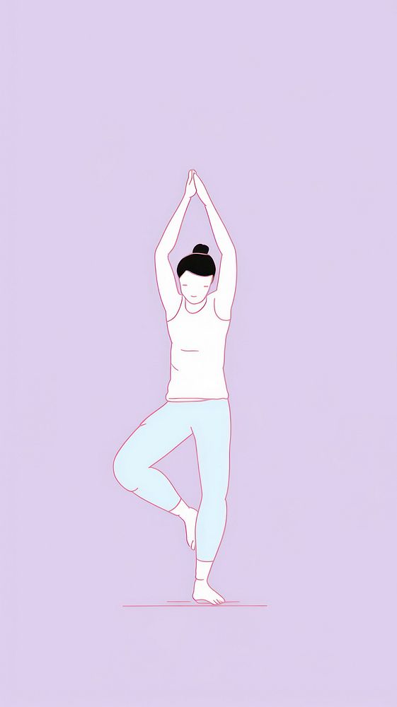 Yoga cartoon sports line. AI generated Image by rawpixel.