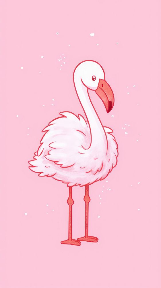 Flamingo hoilding juice drink cartoon animal bird. AI generated Image by rawpixel.
