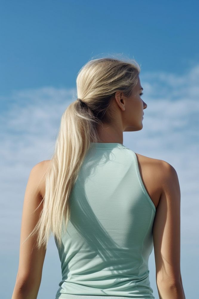 Yoga sportwears ponytail looking sports. AI generated Image by rawpixel.