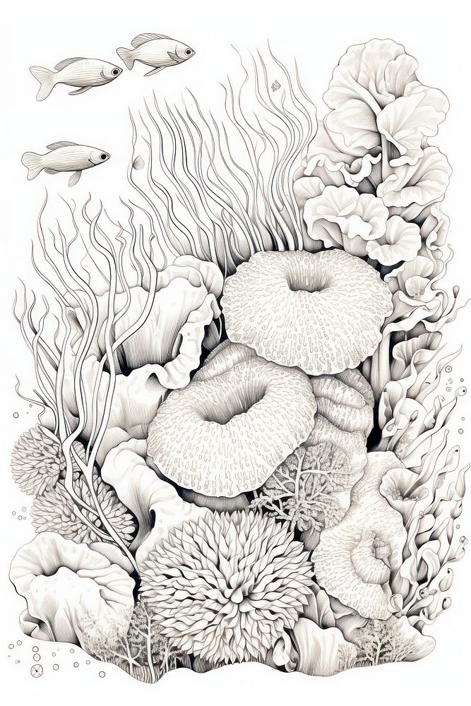Marine animal drawing nature sketch. AI generated Image by rawpixel.