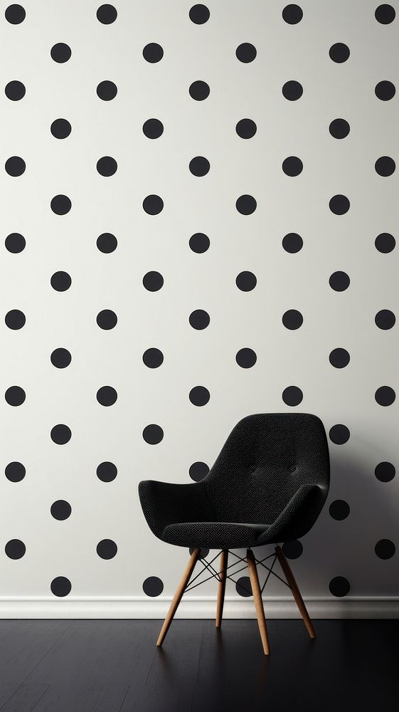 Black polka dot wallpaper architecture furniture pattern. AI generated Image by rawpixel.