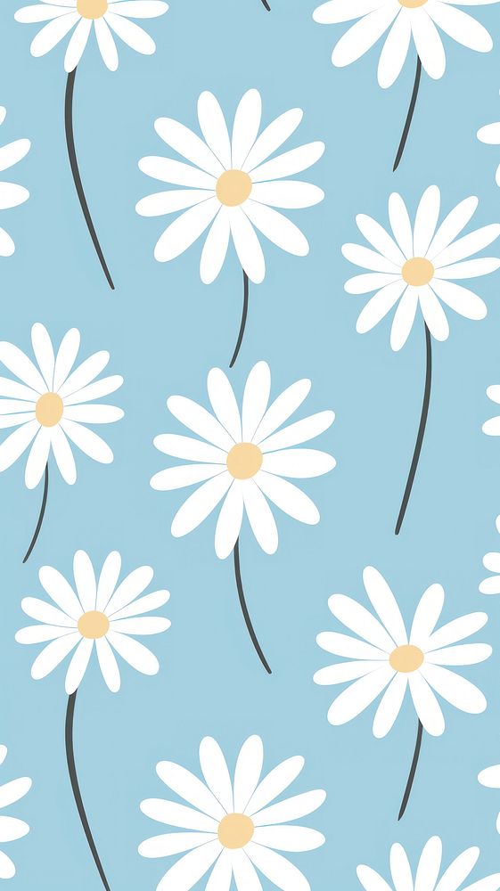 Daisy flowers cute wallpaper pattern plant aster. AI generated Image by rawpixel.