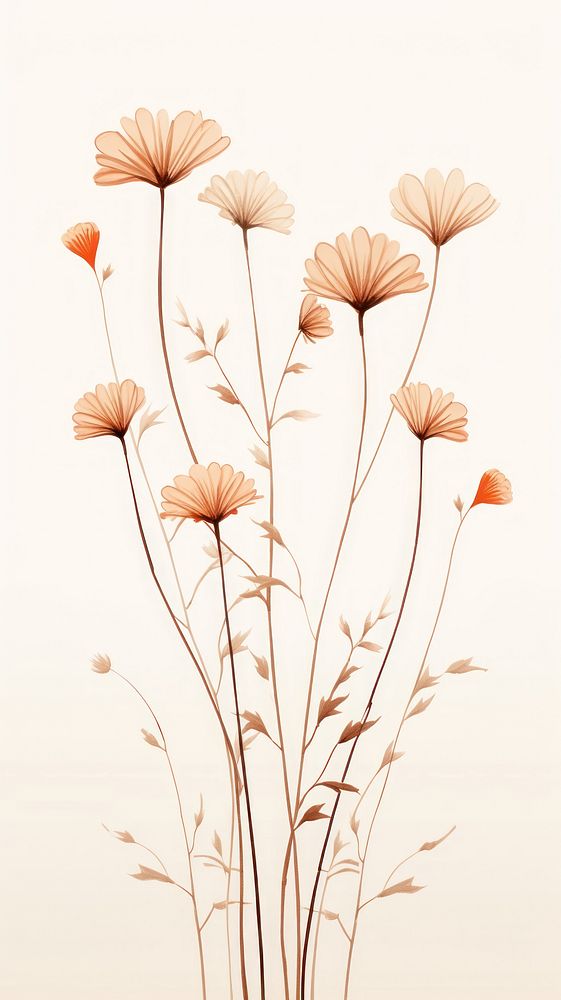 Daisy flowers cute wallpaper pattern sketch plant. AI generated Image by rawpixel.