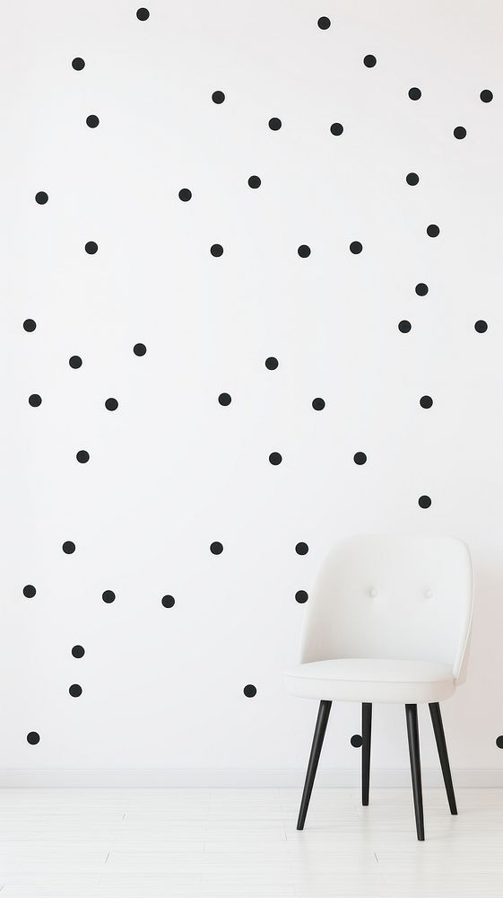 White polka dot wallpaper pattern backgrounds furniture. AI generated Image by rawpixel.