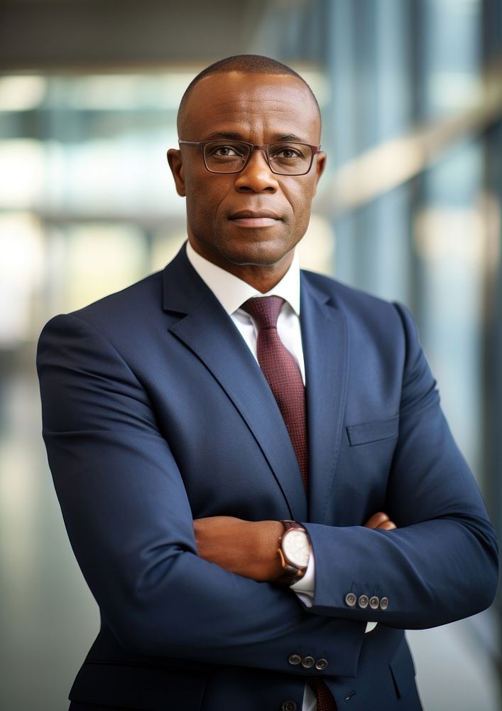 Mature african business people thinking portrait glasses adult. AI generated Image by rawpixel.