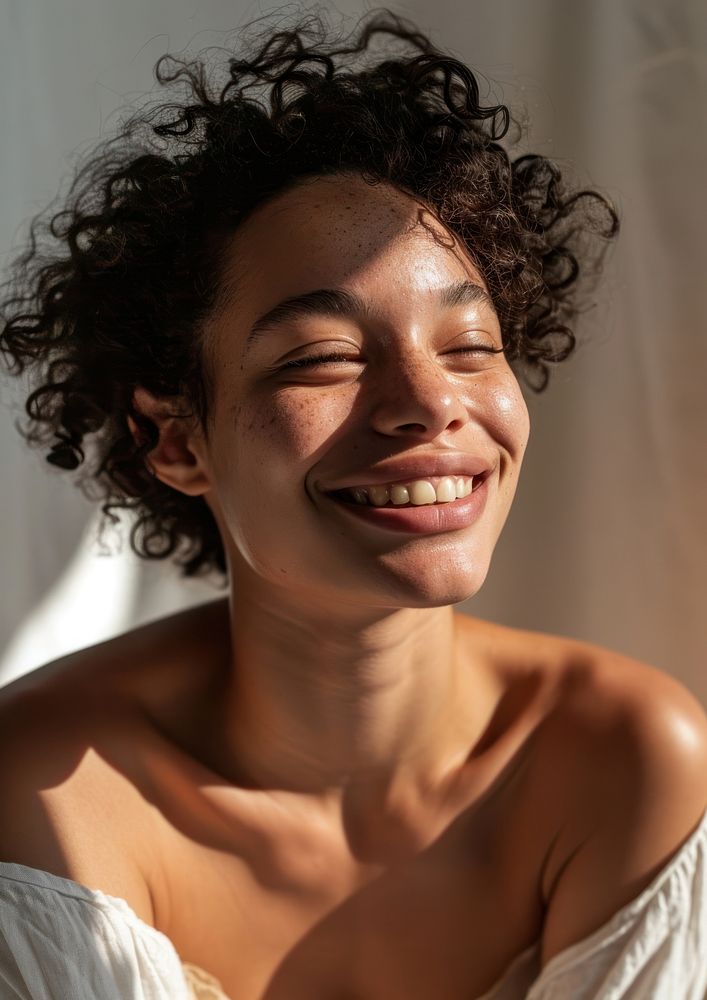 Woman vitiligo skin adult smile happy. AI generated Image by rawpixel.