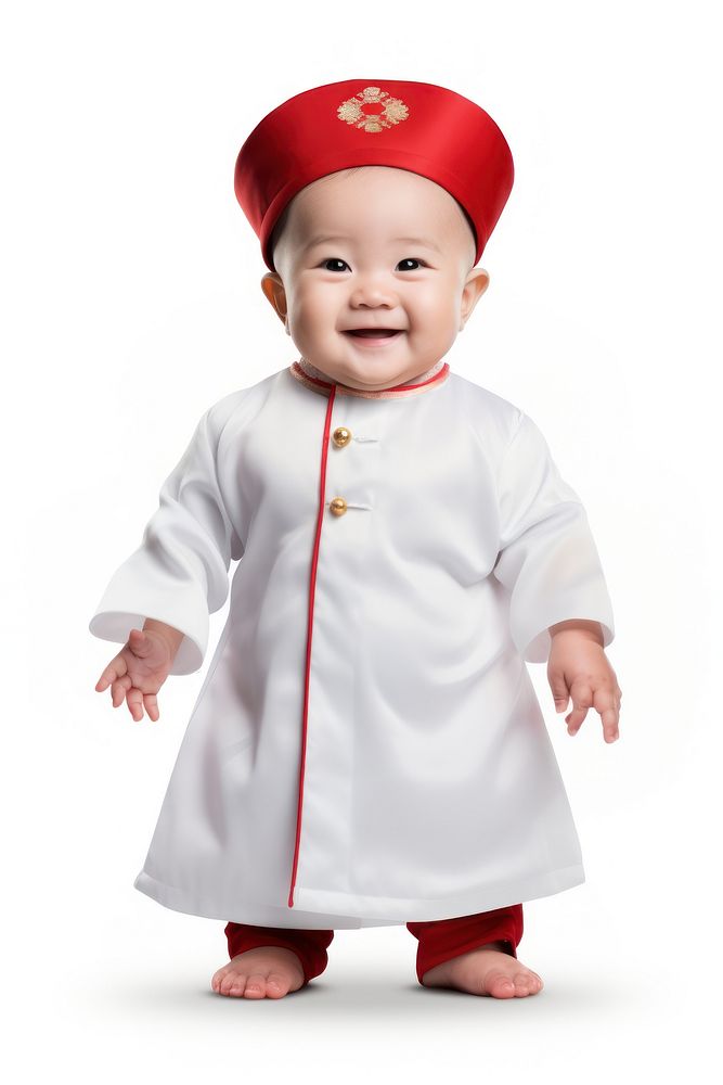 Baby chinese portrait photo white background. AI generated Image by rawpixel.
