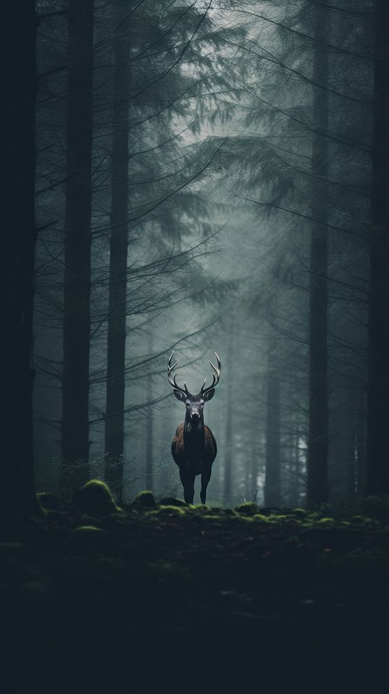 Deer walks through the forest nature wildlife outdoors. AI generated Image by rawpixel.