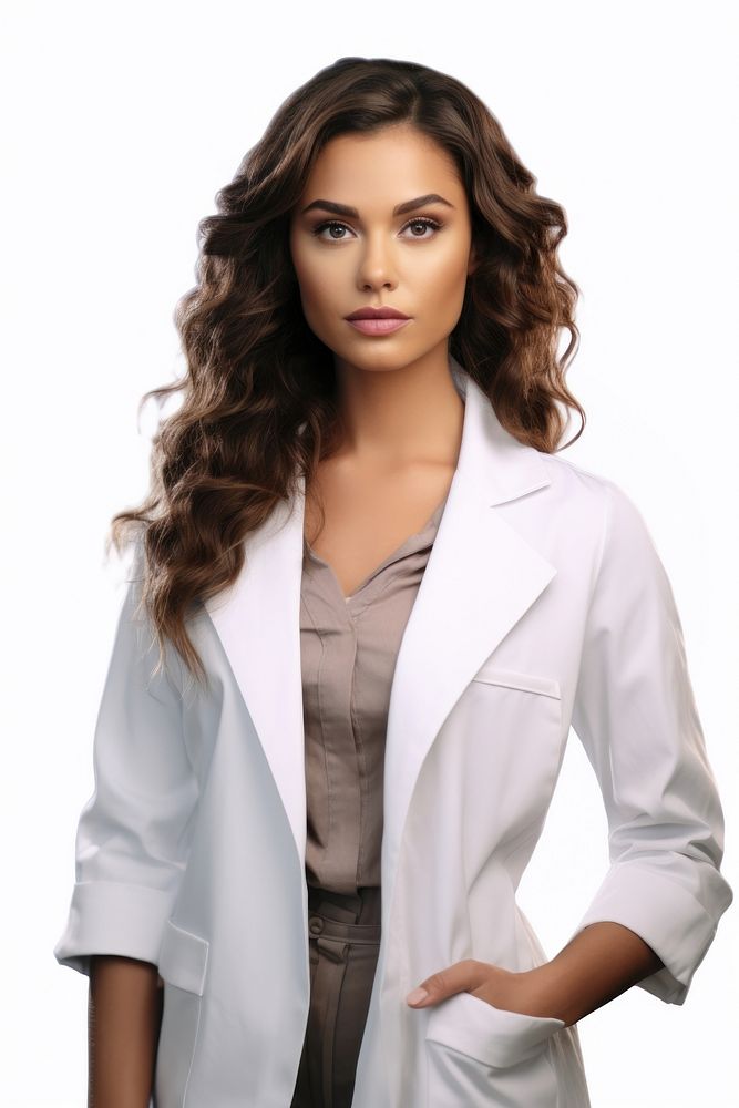 Doctor Woman american coat white background stethoscope. AI generated Image by rawpixel.